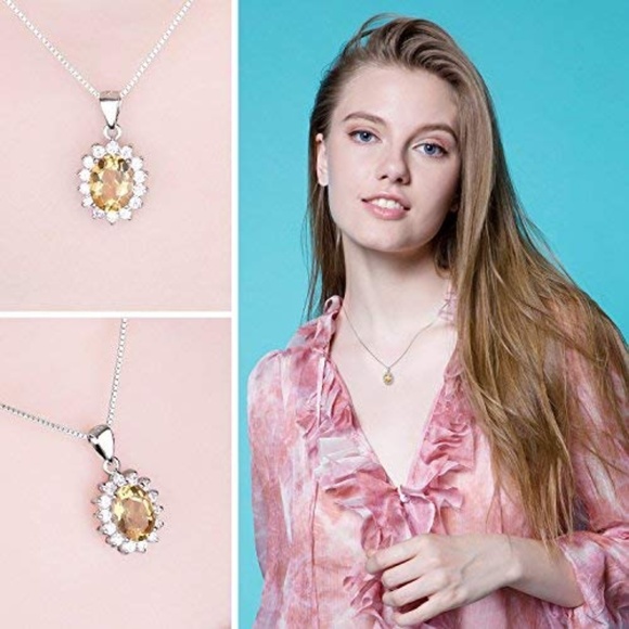 💛 1.7ct Citrine Necklace - 925 Sterling Silver - Picture 3 of 6